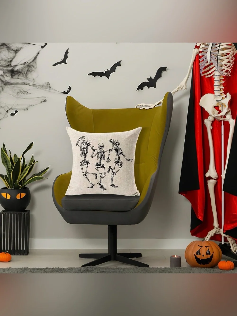 NWT Halloween Decorations Skull Pillow Covers 18x18 Inch